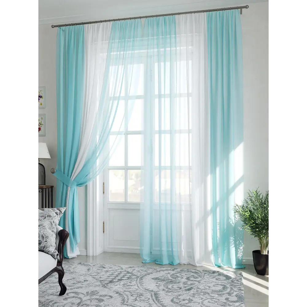 Фото 7 Тюль на шторной ленте At Home Лаури 300x290 см цвет тиффани Фото 7 Тюль на шторной ленте At Home Лаури 300x290 см цвет тиффани
