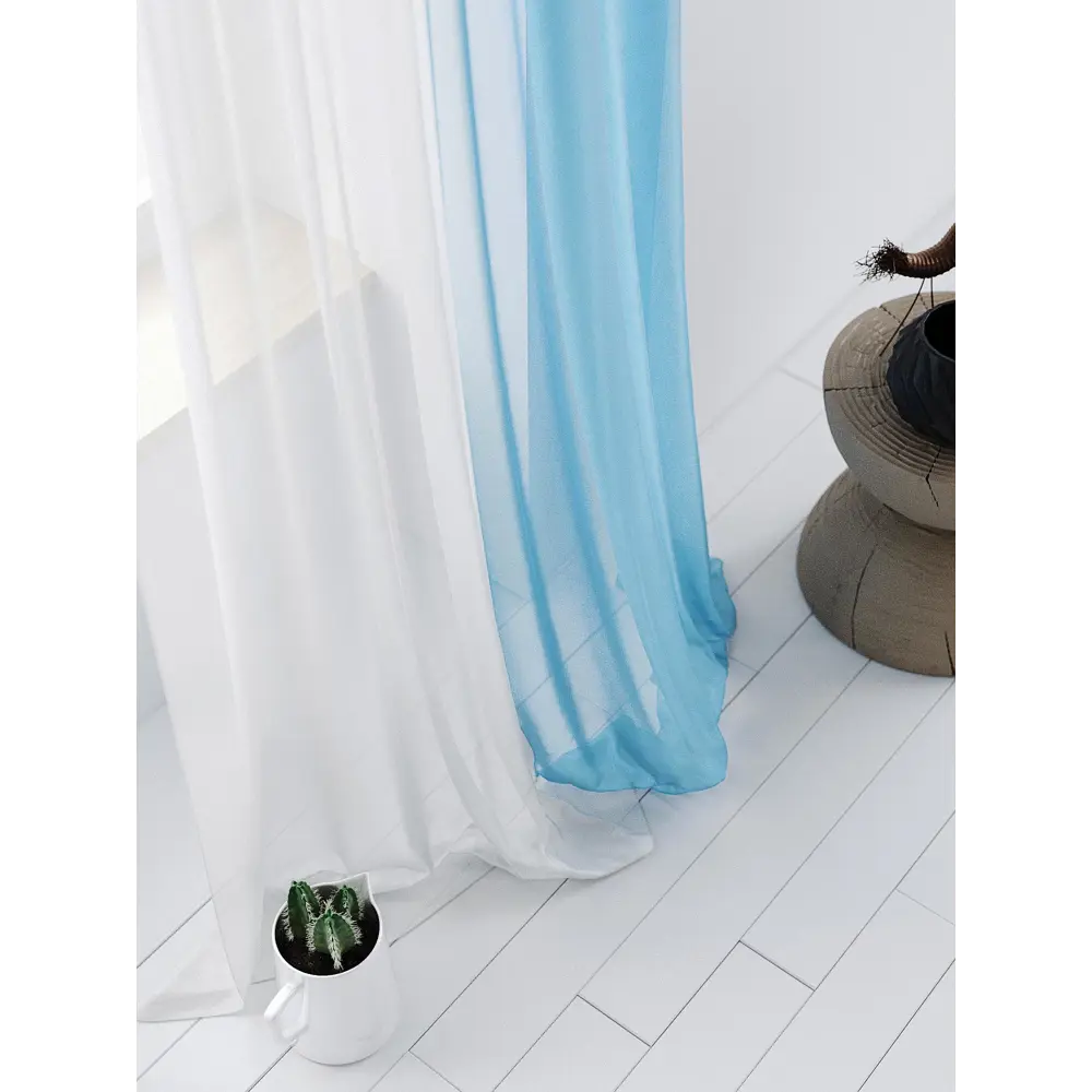 Фото 4 Тюль на шторной ленте At Home Хлои 200x290 см цвет светло-голубой