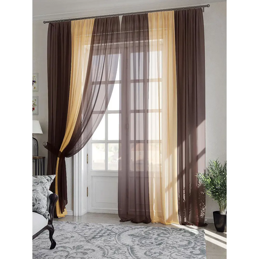 Фото 7 Тюль на шторной ленте At Home Лаури 300x270 см цвет коричнево-золотой Фото 7 Тюль на шторной ленте At Home Лаури 300x270 см цвет коричнево-золотой