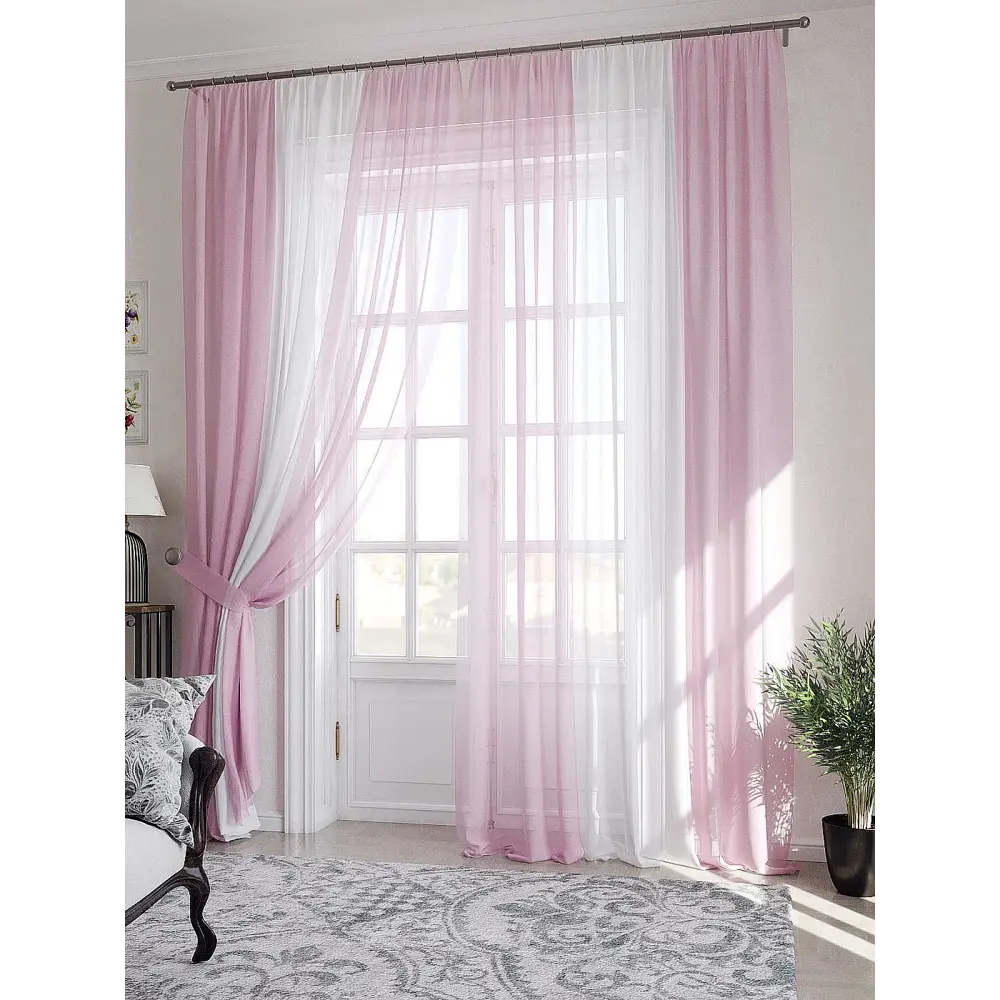 Фото 8 Тюль на шторной ленте At Home Лаури 300x280 см цвет розовый Фото 8 Тюль на шторной ленте At Home Лаури 300x280 см цвет розовый