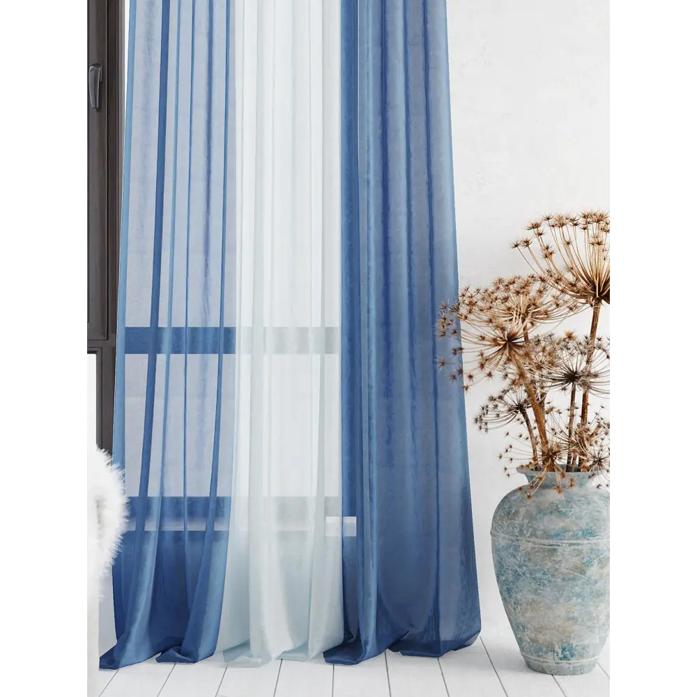 Фото 3 Тюль на шторной ленте At Home Лаури 300x290 см цвет сине-голубой
