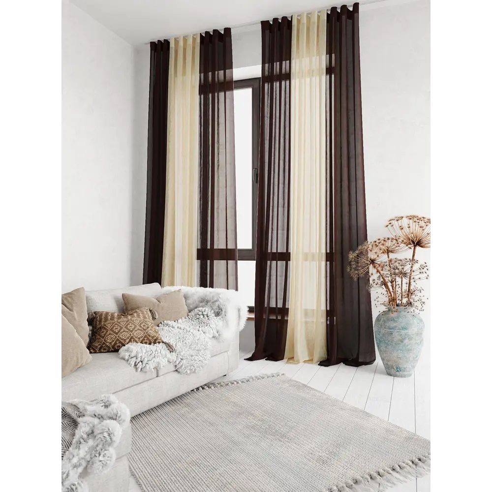 Фото 2 Тюль на шторной ленте At Home Лаури 300x290 см цвет бежево-коричневый Фото 2 Тюль на шторной ленте At Home Лаури 300x290 см цвет бежево-коричневый