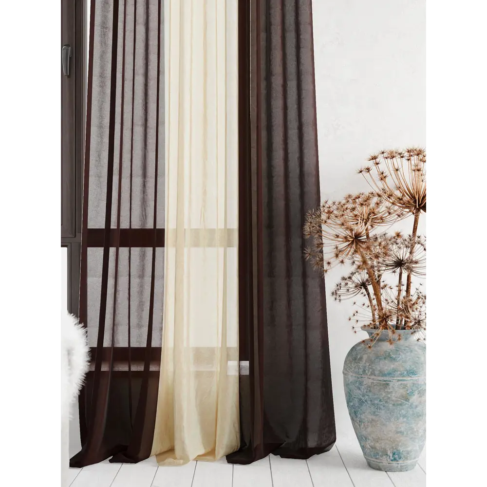 Фото 3 Тюль на шторной ленте At Home Лаури 300x290 см цвет бежево-коричневый Фото 3 Тюль на шторной ленте At Home Лаури 300x290 см цвет бежево-коричневый
