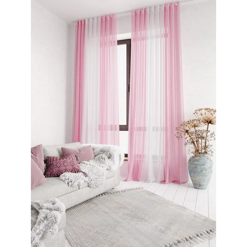 Фото 2 Тюль на шторной ленте At Home Лаури 300x290 см цвет розовый Фото 2 Тюль на шторной ленте At Home Лаури 300x290 см цвет розовый