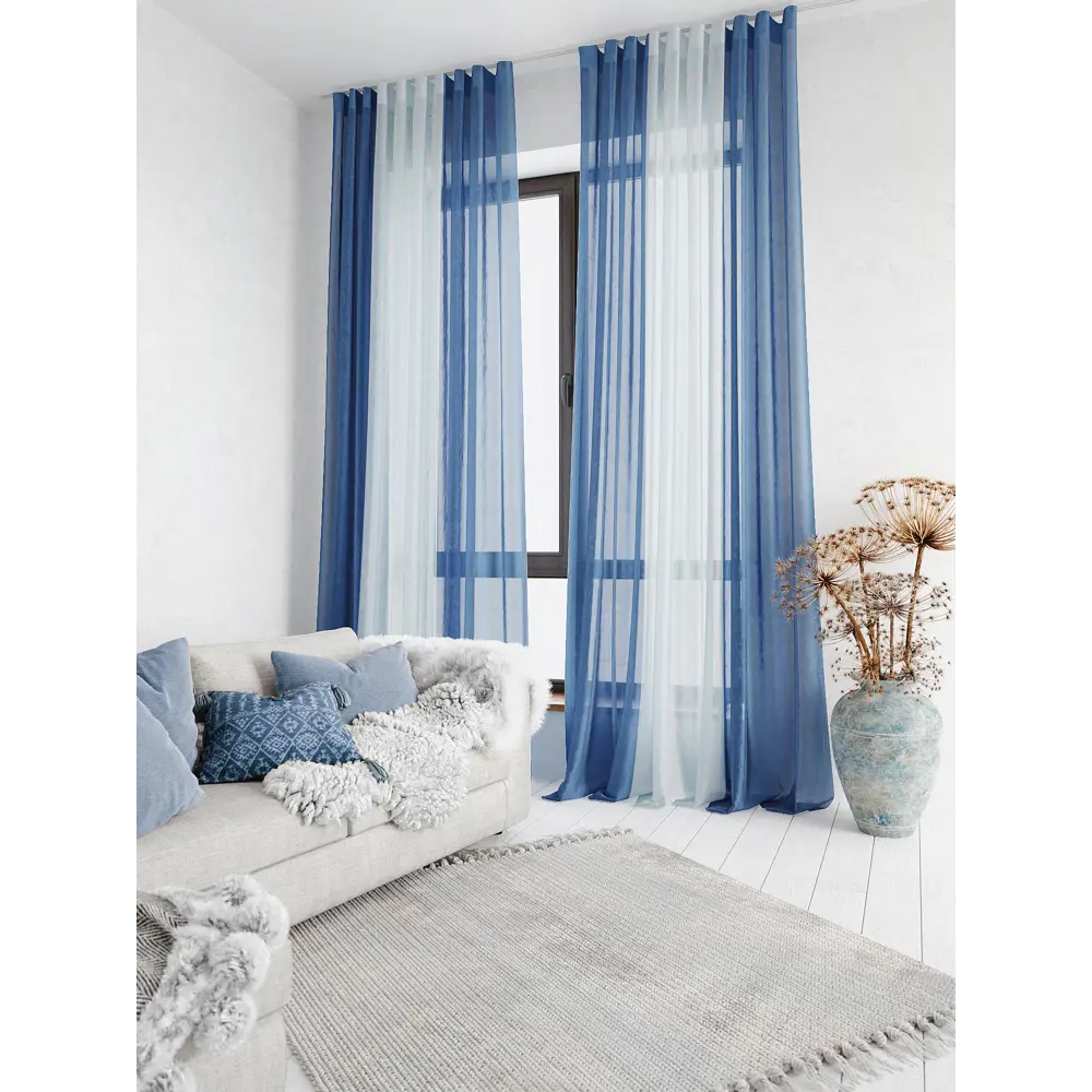 Фото 2 Тюль на шторной ленте At Home Лаури 300x290 см цвет сине-голубой