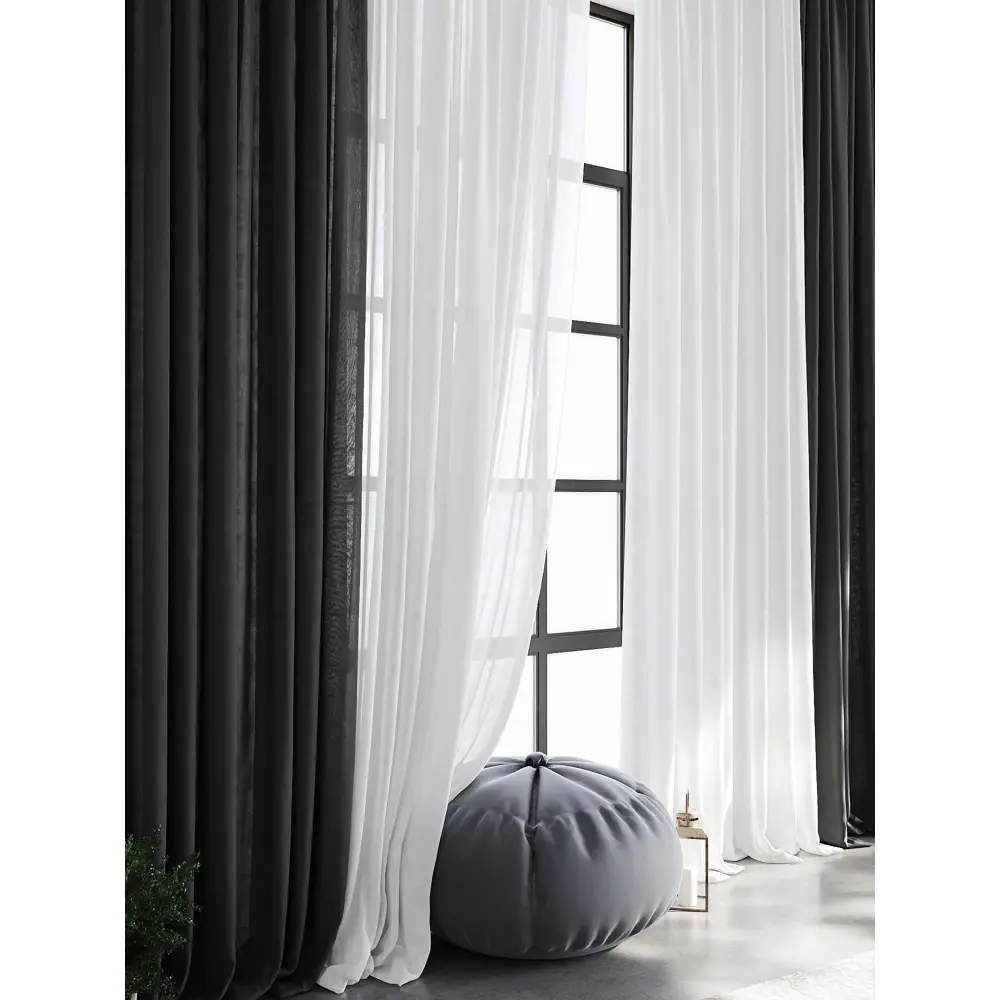 Фото 4 Тюль на шторной ленте At Home Кроунс 600x330 см цвет черный Фото 4 Тюль на шторной ленте At Home Кроунс 600x330 см цвет черный