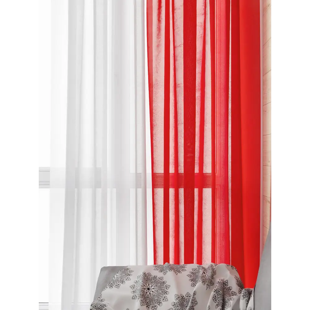 Фото 4 Тюль на шторной ленте At Home Тонгри 300x280 см цвет красный Фото 4 Тюль на шторной ленте At Home Тонгри 300x280 см цвет красный