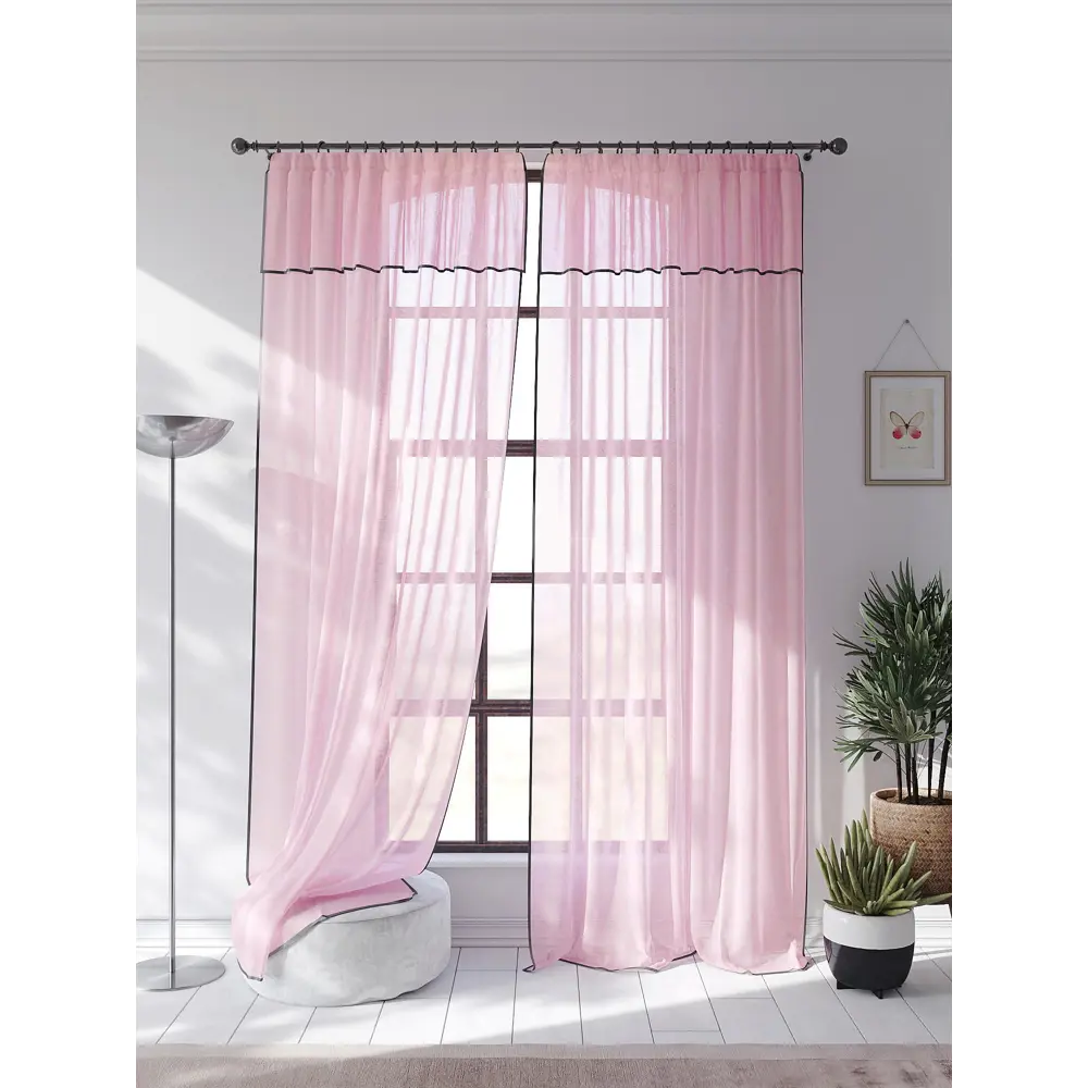 Фото 4 Тюль на шторной ленте At Home Ланбика 200x250 см цвет розовый