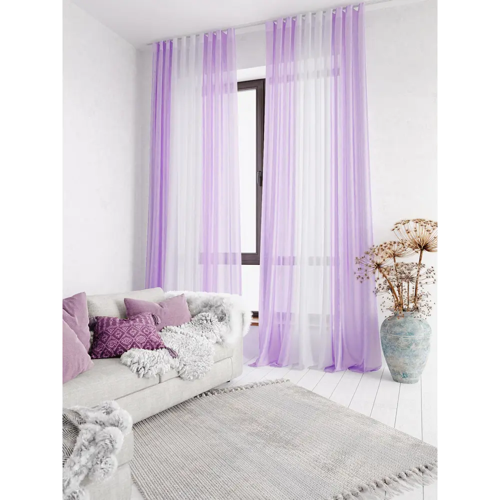 Фото 2 Тюль на шторной ленте At Home Лаури 300x290 см цвет сиреневый, белый Фото 2 Тюль на шторной ленте At Home Лаури 300x290 см цвет сиреневый, белый