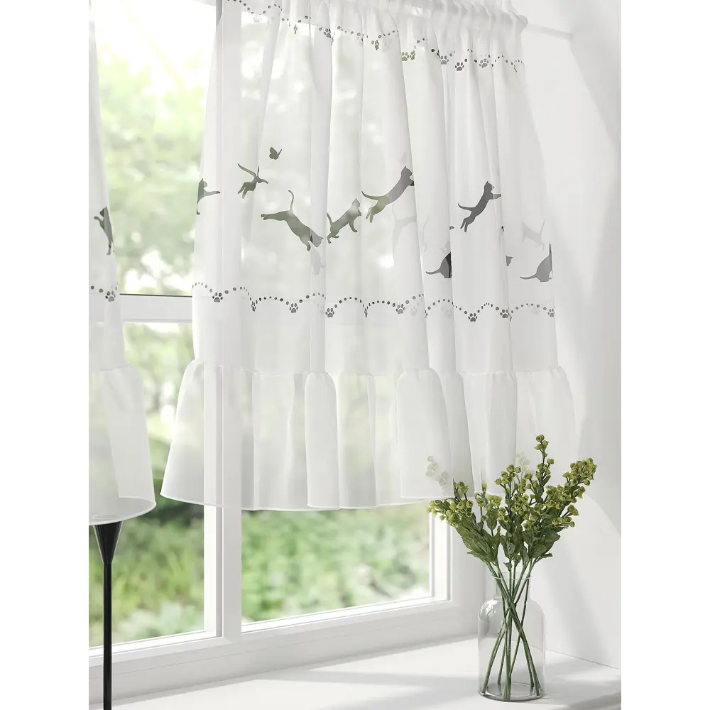 Фото 4 Тюль на кулиске AT Home Шелротис 100x60 см цвет белый, серый Фото 4 Тюль на кулиске AT Home Шелротис 100x60 см цвет белый, серый
