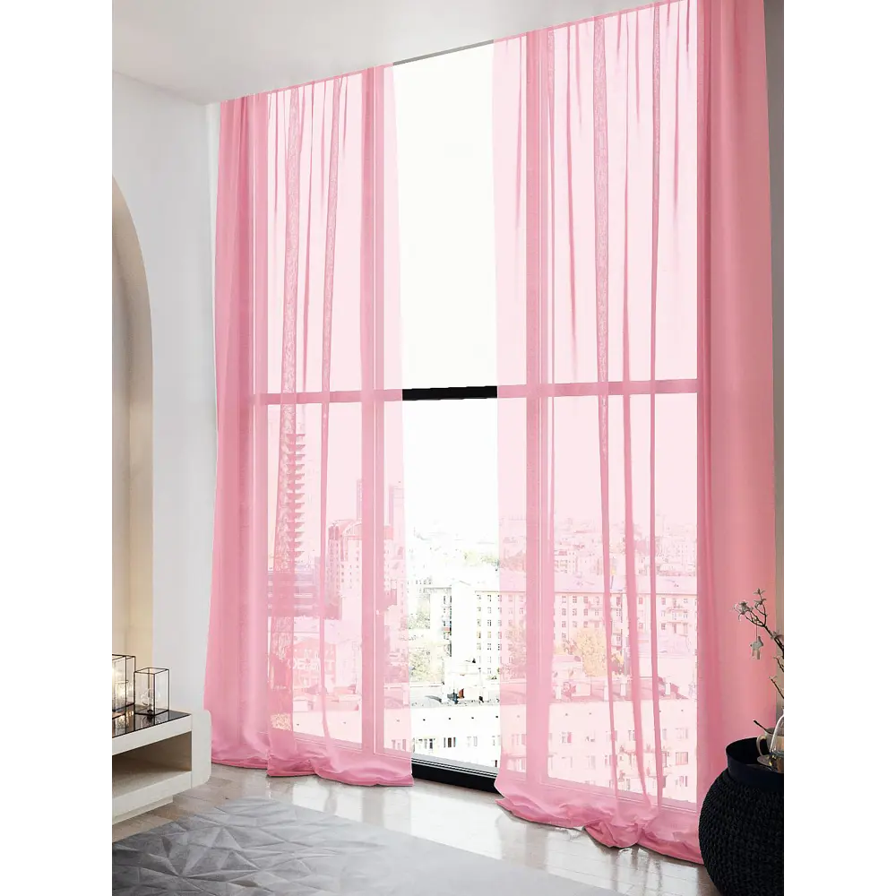 Фото 2 Тюль на шторной ленте At Home Элентис 150x260 см цвет розовый Фото 2 Тюль на шторной ленте At Home Элентис 150x260 см цвет розовый