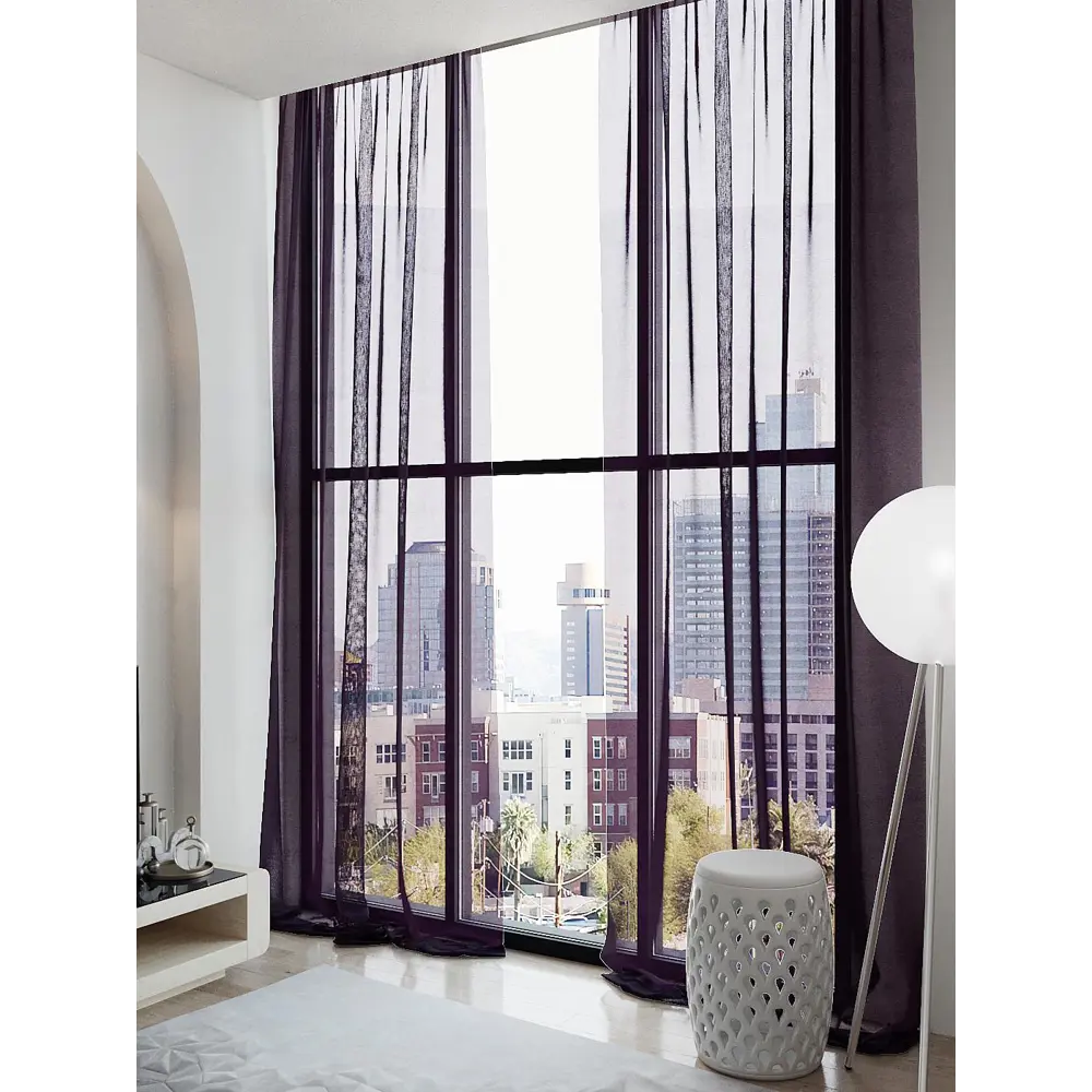 Фото 2 Тюль на шторной ленте At Home Сиприон 150x290 см цвет фиолетовый Фото 2 Тюль на шторной ленте At Home Сиприон 150x290 см цвет фиолетовый