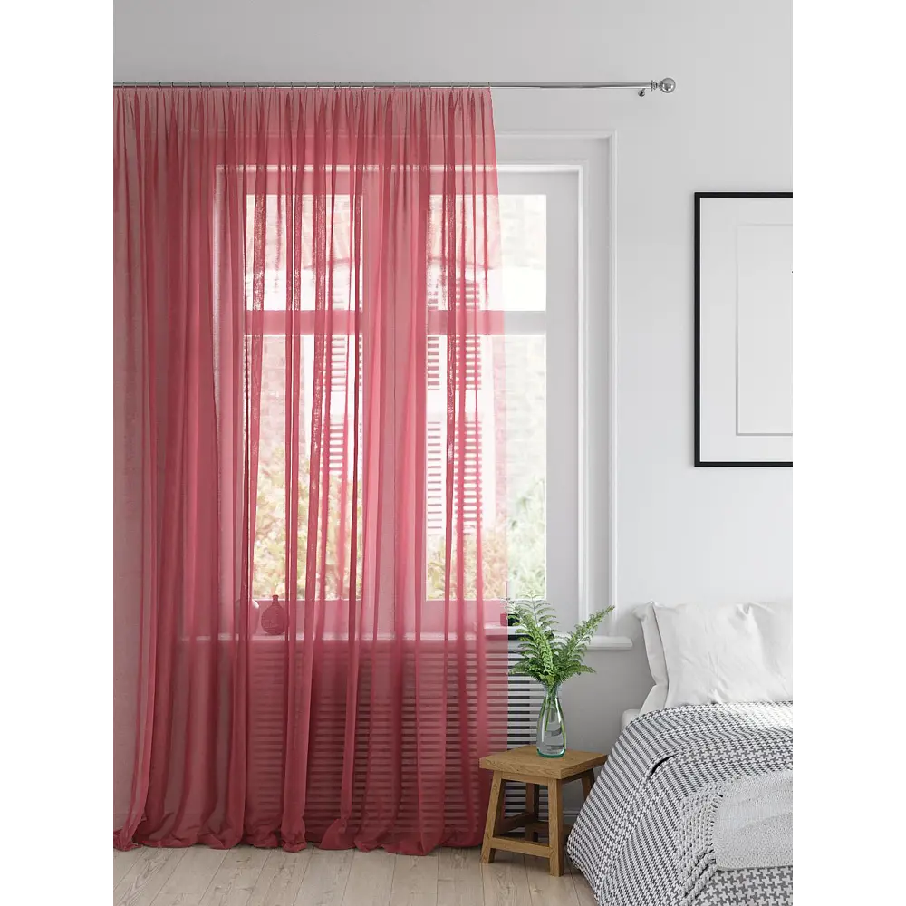 Фото 2 Тюль на шторной ленте At Home Бартоми 400x280 см цвет брусника Фото 2 Тюль на шторной ленте At Home Бартоми 400x280 см цвет брусника