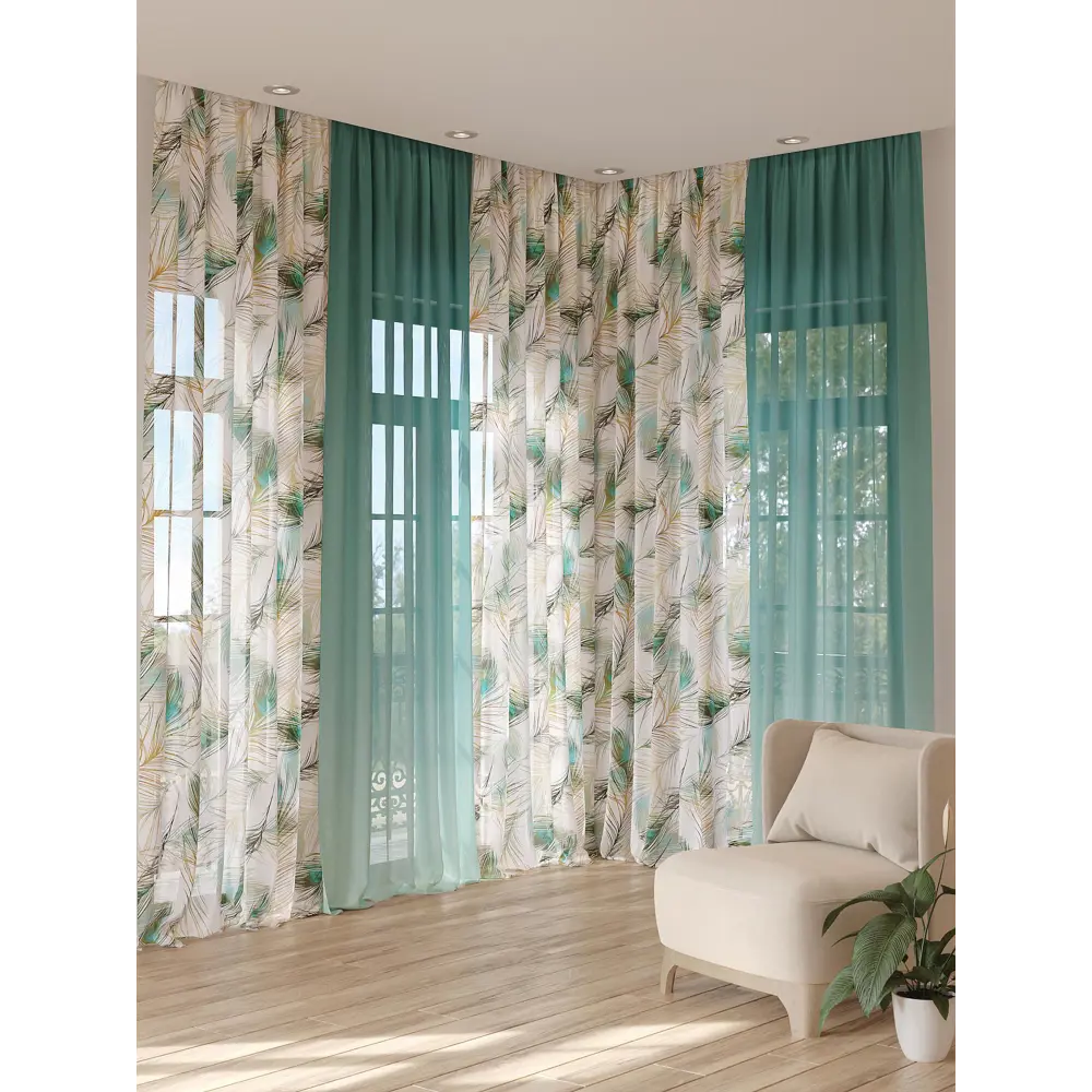 Фото 3 Тюль на шторной ленте At Home Шеквирсон 150x280 см цвет бежевый
