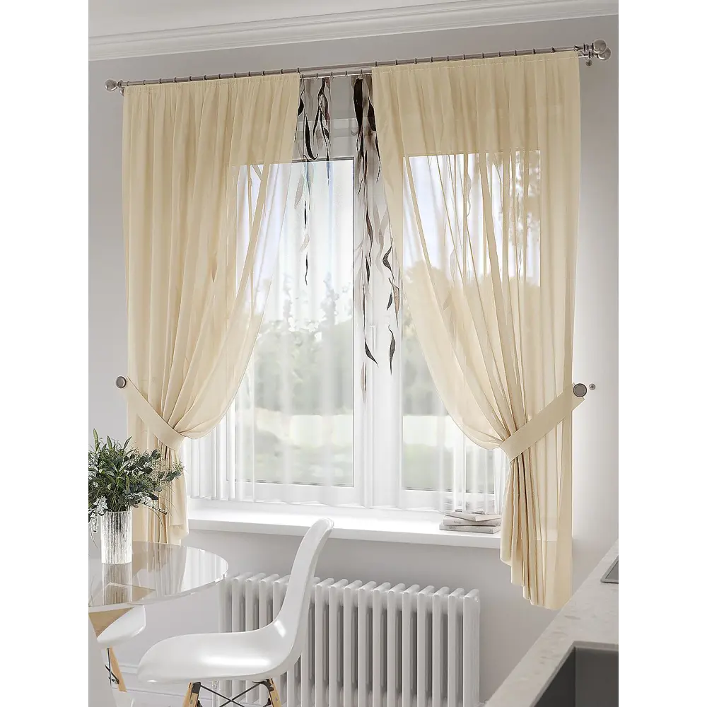 Фото 3 Тюль на шторной ленте At Home Рилтен 300x150 см цвет бежевый