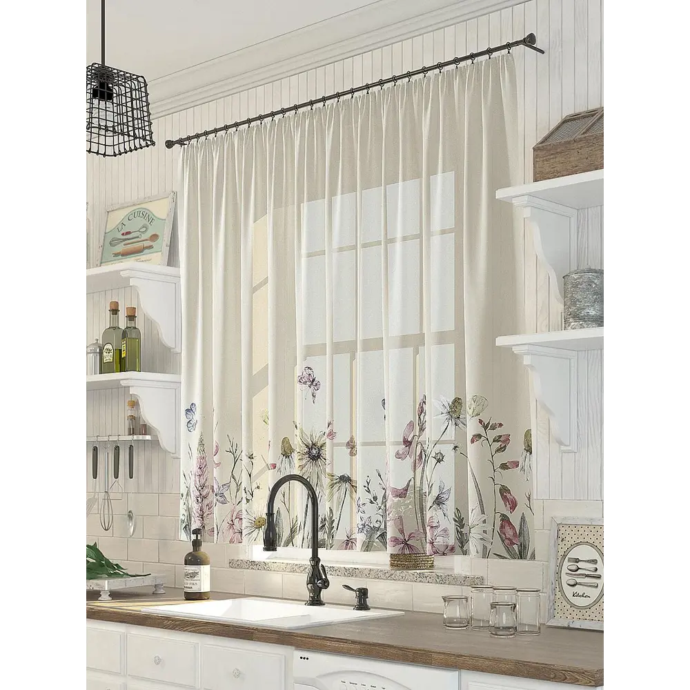 Фото Тюль на шторной ленте для кухни Helga Элиес 300x150 см цвет бежевый Фото Тюль на шторной ленте для кухни Helga Элиес 300x150 см цвет бежевый