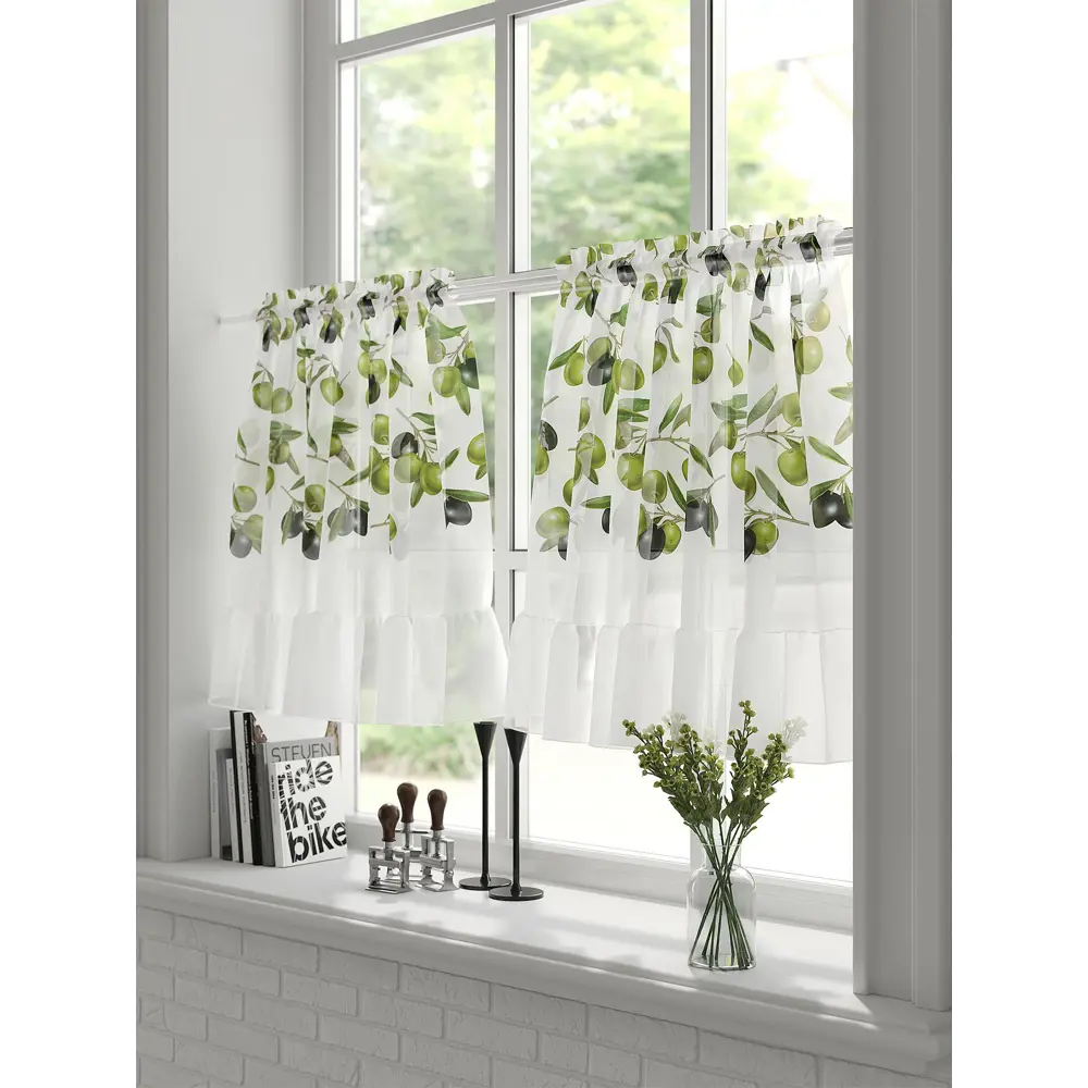 Фото 2 Тюль на кулиске AT Home Фимартос 100x60 см цвет белый, зеленый Фото 2 Тюль на кулиске AT Home Фимартос 100x60 см цвет белый, зеленый