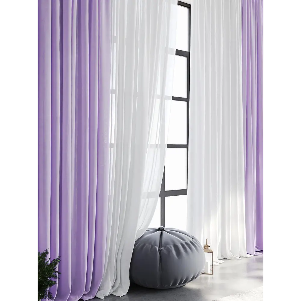 Фото 4 Тюль на шторной ленте At Home Дамос 600x290 см цвет сиреневый