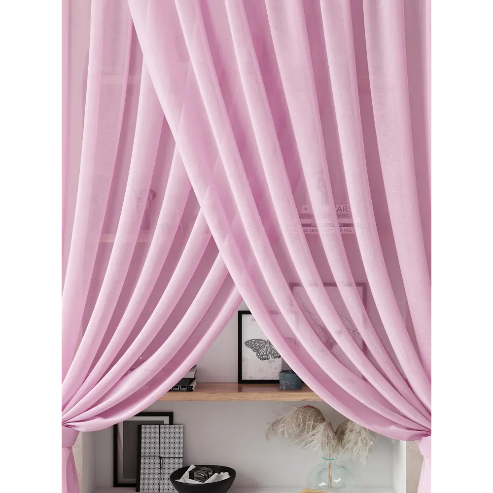 Фото 3 Тюль на шторной ленте At Home Нариа 300x290 см цвет розовый Фото 3 Тюль на шторной ленте At Home Нариа 300x290 см цвет розовый