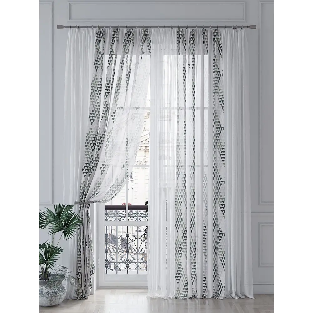 Фото 4 Тюль на шторной ленте Helga Шелиркорс 150x260 см цвет бежевый