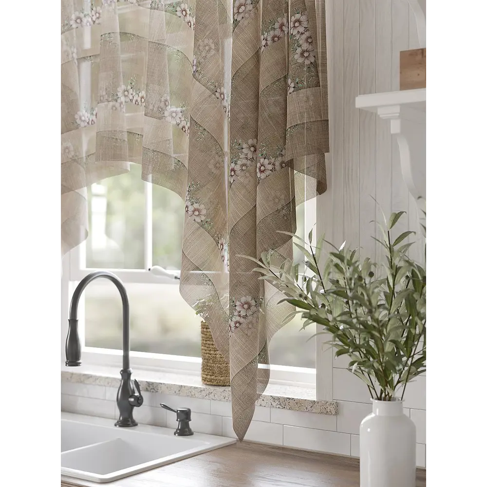 Фото 3 Тюль на шторной ленте Helga Милеанс 200x145 см цвет бежевый