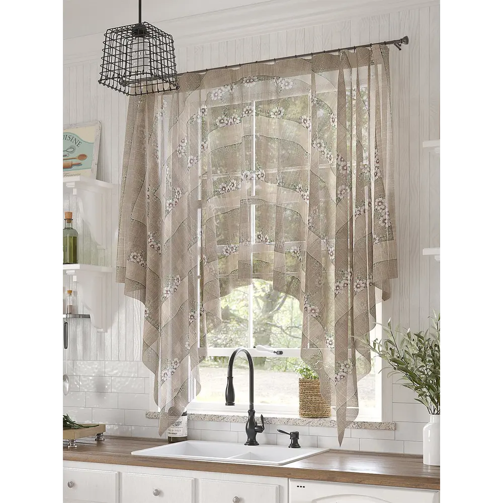 Фото Тюль на шторной ленте Helga Милеанс 200x145 см цвет бежевый