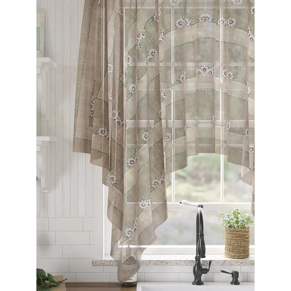 Фото 2 Тюль на шторной ленте Helga Милеанс 200x145 см цвет бежевый