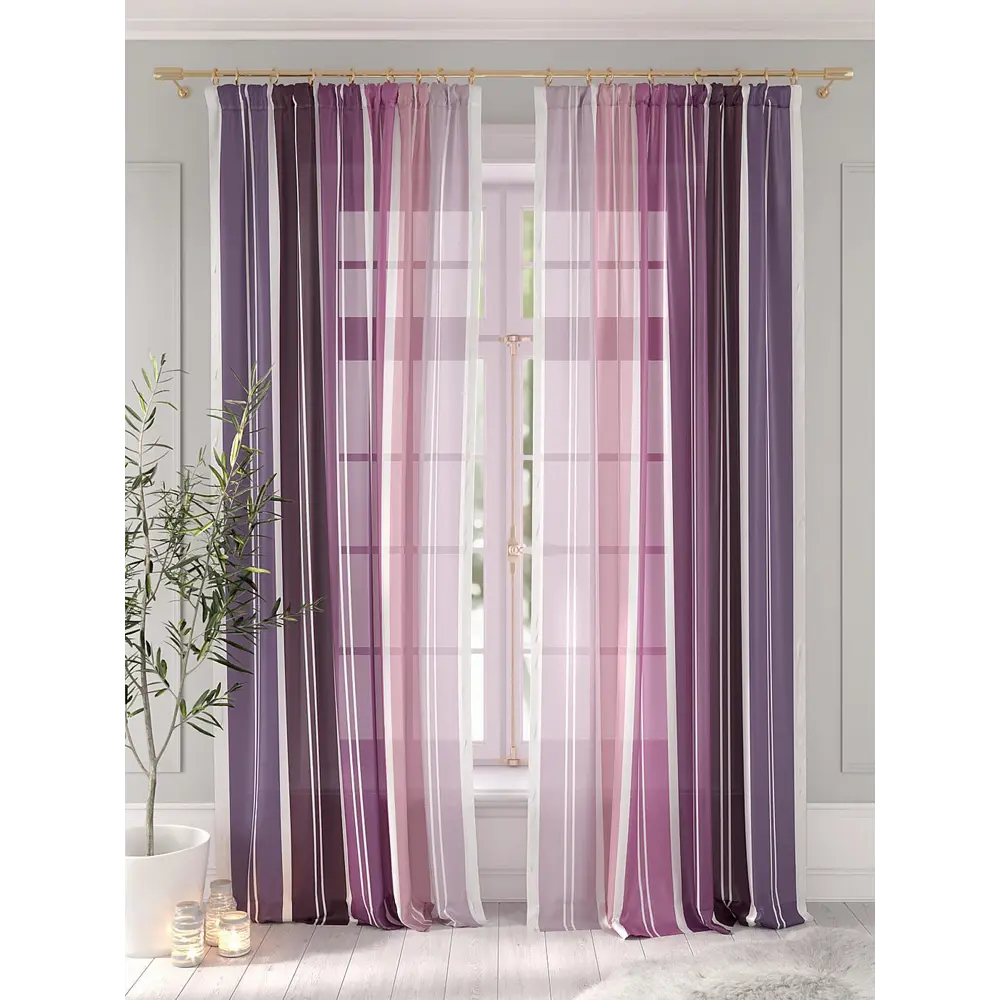 Фото 2 Тюль на шторной ленте Helga Мависа 150x260 см цвет сиреневый Фото 2 Тюль на шторной ленте Helga Мависа 150x260 см цвет сиреневый