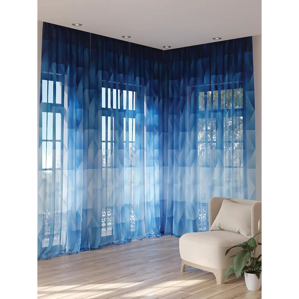 Фото 3 Тюль на шторной ленте Helga Конмикрос 150x280 см цвет синий Фото 3 Тюль на шторной ленте Helga Конмикрос 150x280 см цвет синий