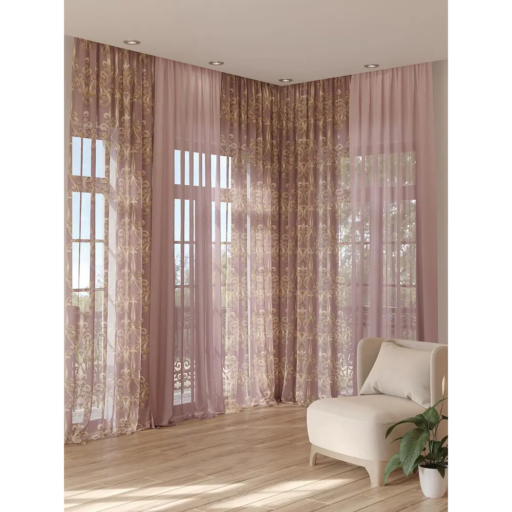 Фото 3 Тюль на шторной ленте Helga Фернетрис 150x280 см цвет фиолетовый