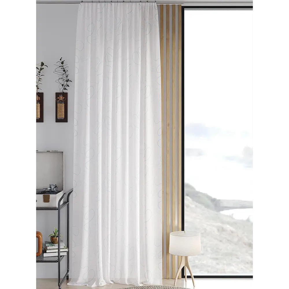 Фото Тюль на шторной ленте Helga Негринс 150x260 см цвет белый Фото Тюль на шторной ленте Helga Негринс 150x260 см цвет белый