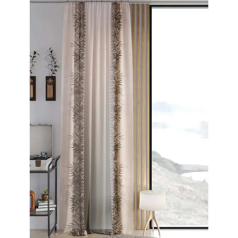 Фото Тюль на шторной ленте Helga Рокиронс 150x260 см цвет бежевый