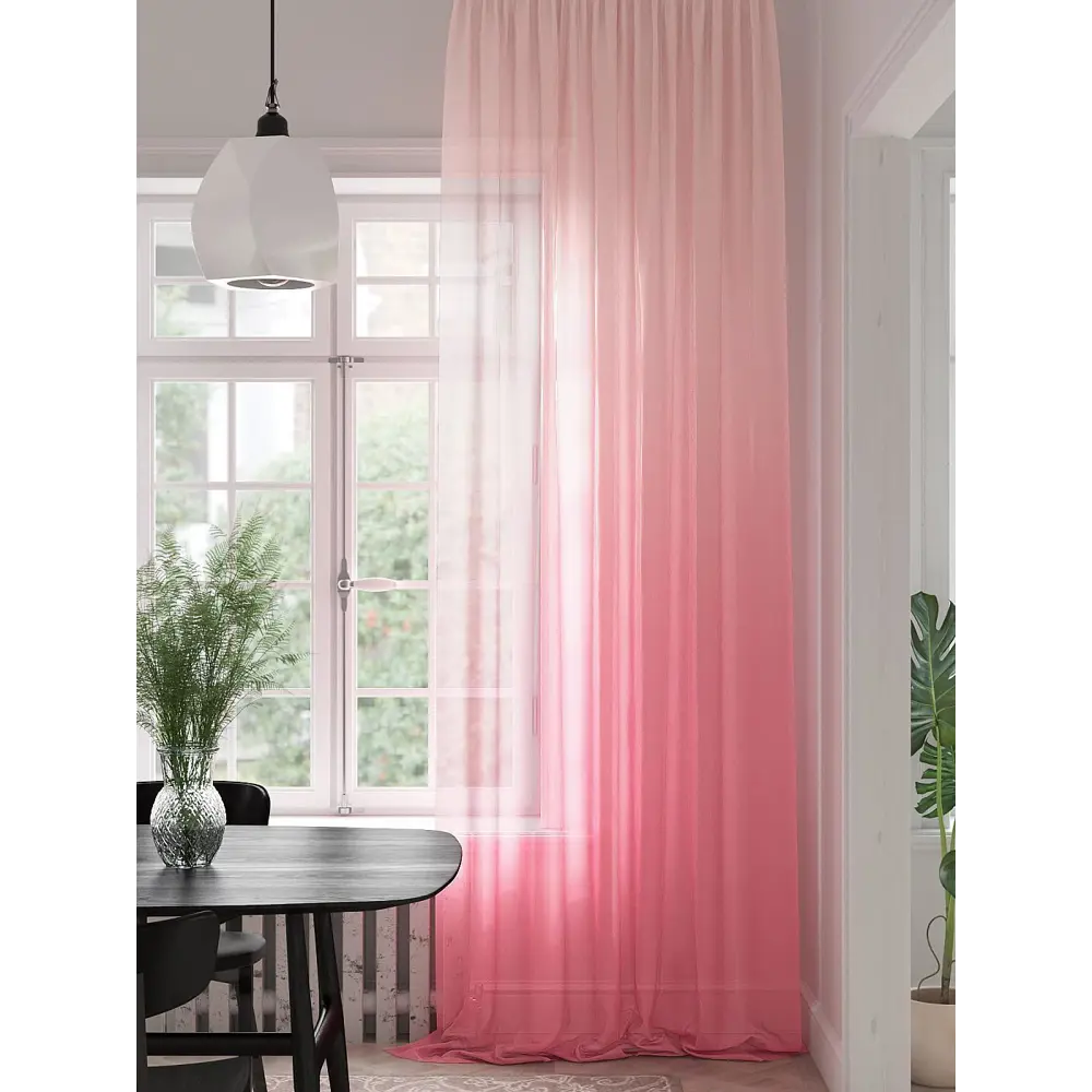Фото Тюль на шторной ленте Helga Карнетис 150x280 см цвет розовый