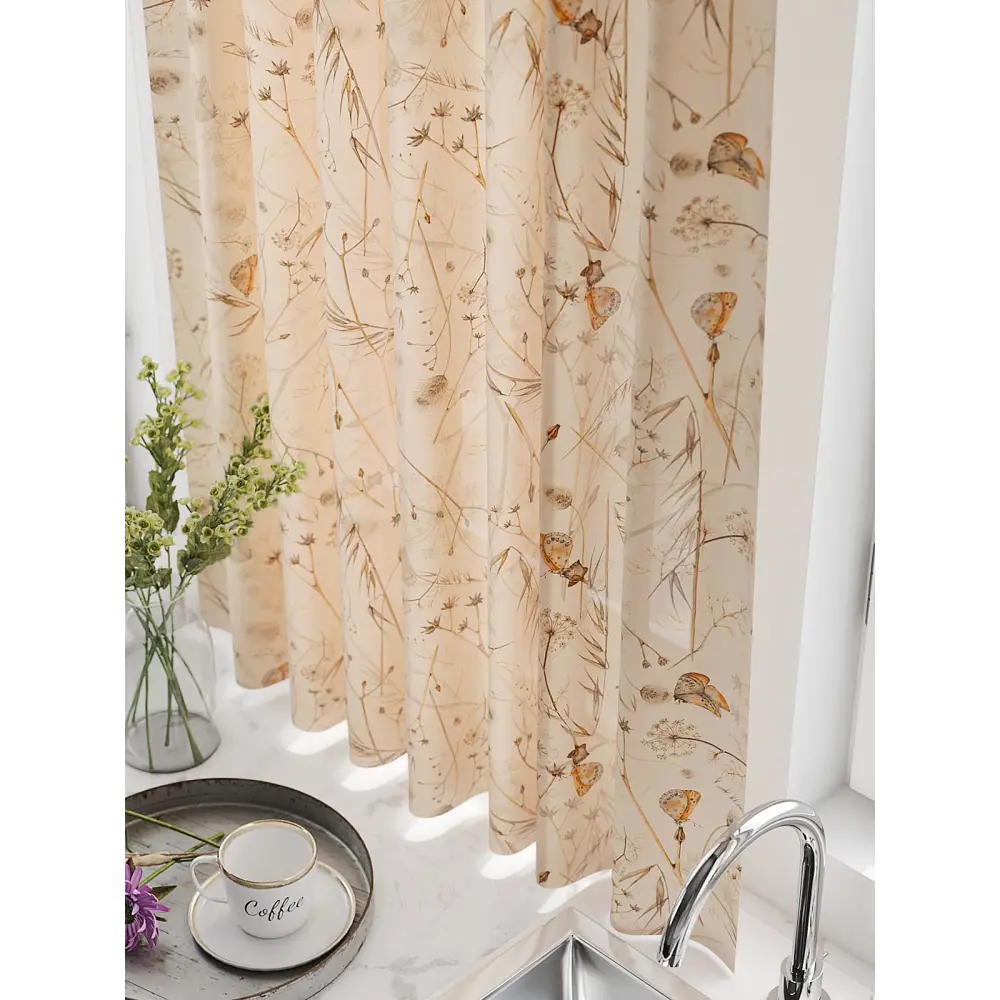 Фото 2 Тюль на шторной ленте для кухни Helga Рикментос 150x180 см цвет бежевый Фото 2 Тюль на шторной ленте для кухни Helga Рикментос 150x180 см цвет бежевый