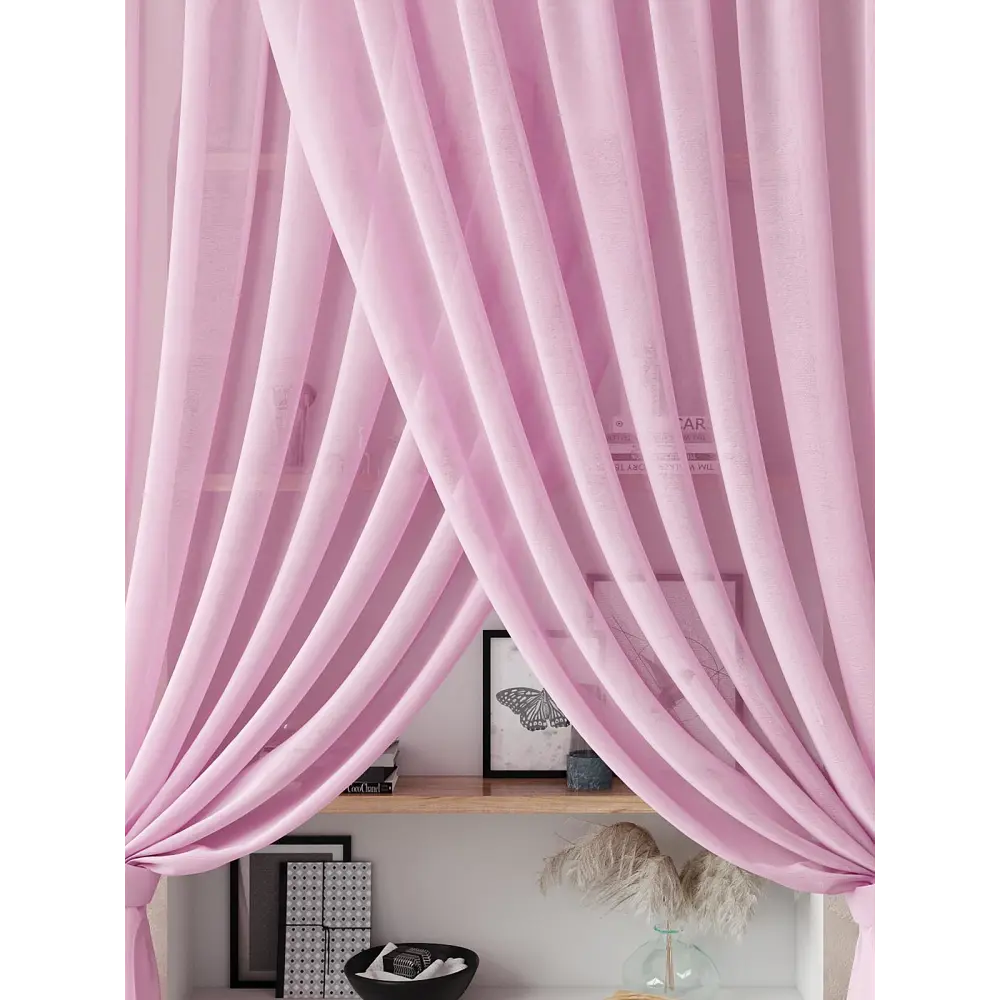 Фото 3 Тюль на шторной ленте Helga Нариа 300x290 см цвет розовый