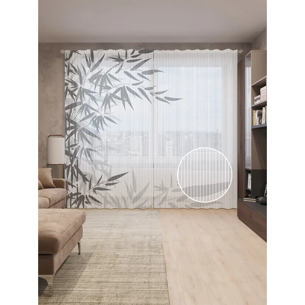 Фото Тюль Joyarty на шторной ленте Лиственные объятия 310x265 см рисунок растительный цвет черный Фото Тюль Joyarty на шторной ленте Лиственные объятия 310x265 см рисунок растительный цвет черный