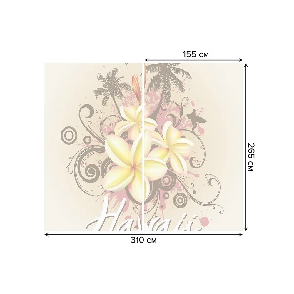 Фото 3 Тюль на шторной ленте Гавайские каникулы 310x265 см рисунок растительный цвет желтый