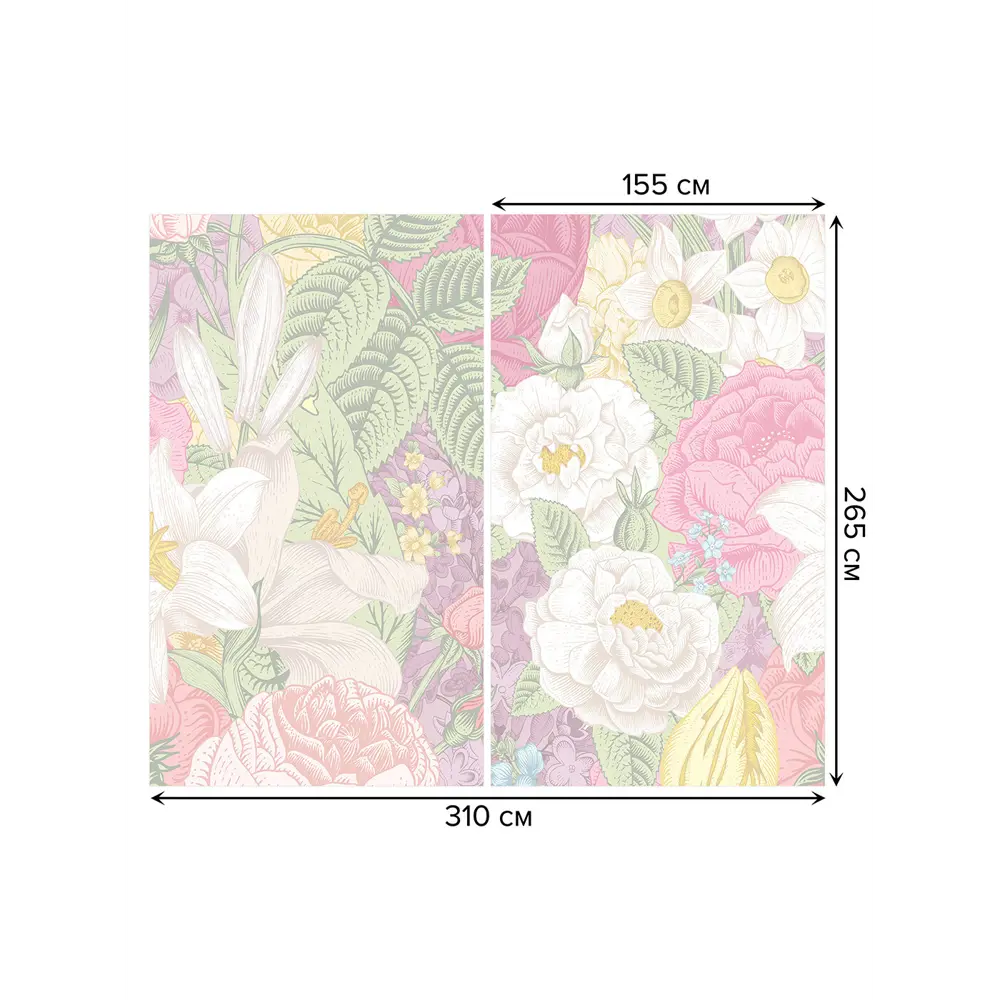 Фото 3 Тюль Joyarty на шторной ленте Цветочная картина 310x265 см рисунок растительный цвет розовый