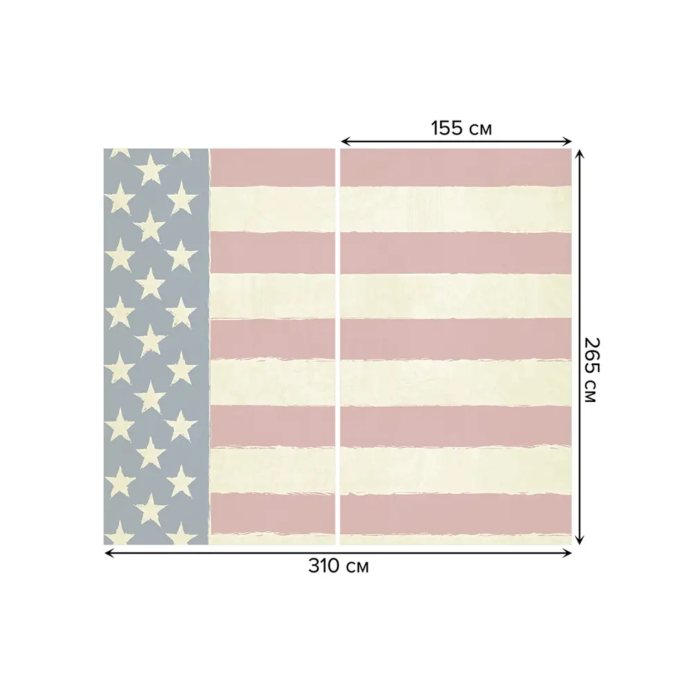 Фото 3 Тюль на шторной ленте Фрагмент флага Америки 310x265 см рисунок полоски цвет серый