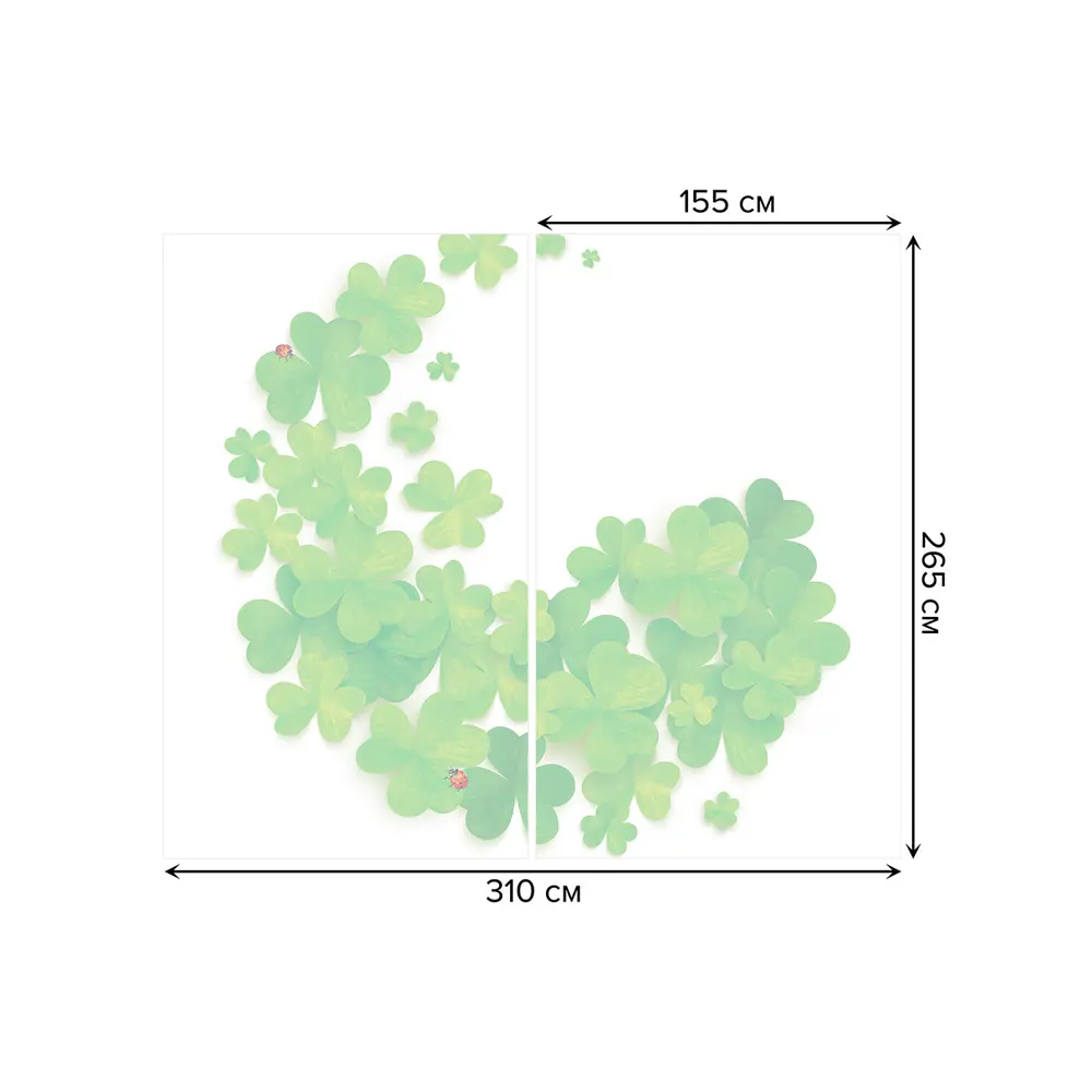 Фото 3 Тюль на шторной ленте Клеверная луна 310x265 см рисунок растительный цвет зеленый