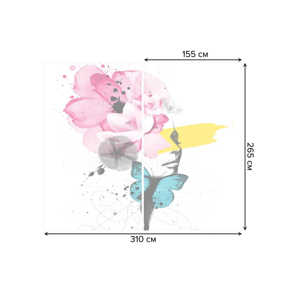 Фото 3 Тюль на шторной ленте Цветочный балет 310x265 см цвет розовый