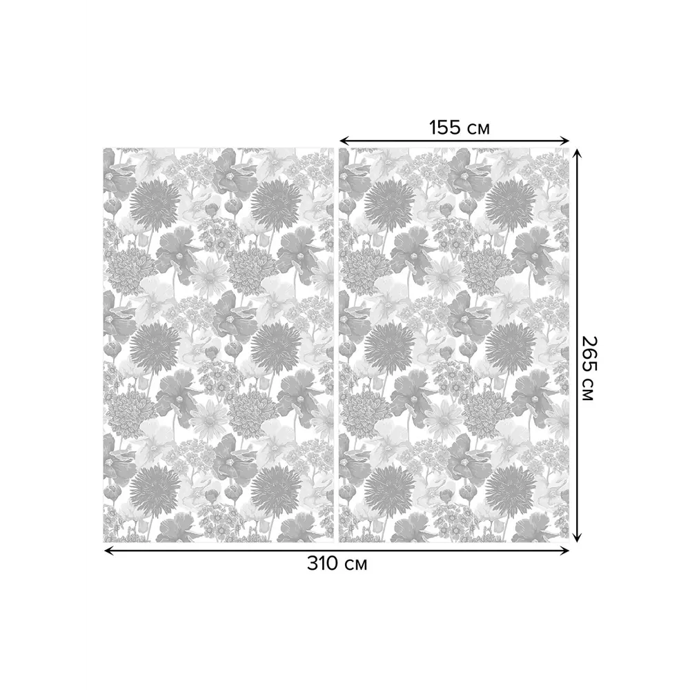Фото 3 Тюль на шторной ленте Цветочный стиль 310x265 см рисунок вензель цвет серый Фото 3 Тюль на шторной ленте Цветочный стиль 310x265 см рисунок вензель цвет серый