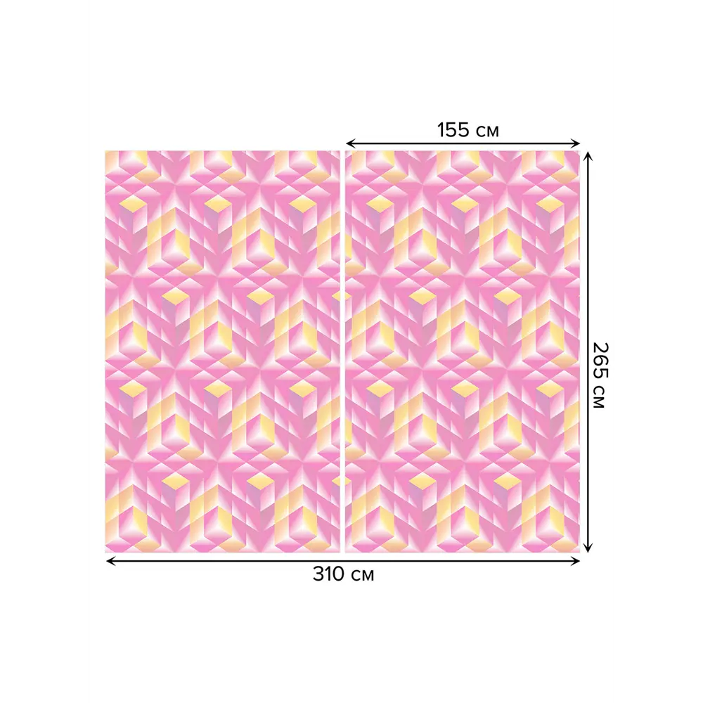 Фото 3 Тюль на шторной ленте Кубические холмы 310x265 см рисунок вензель цвет розовый Фото 3 Тюль на шторной ленте Кубические холмы 310x265 см рисунок вензель цвет розовый