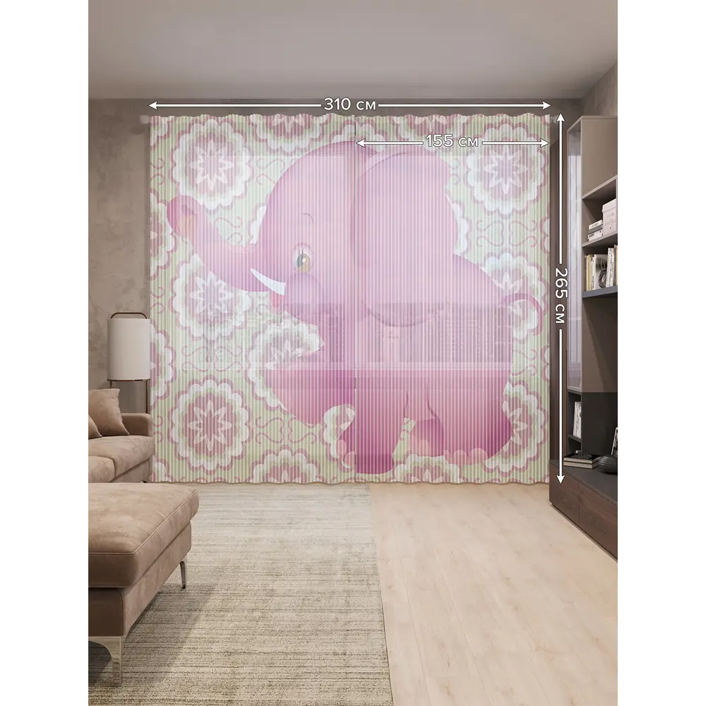 Фото 2 Тюль на шторной ленте Полевой слоник 310x265 см цвет розовый