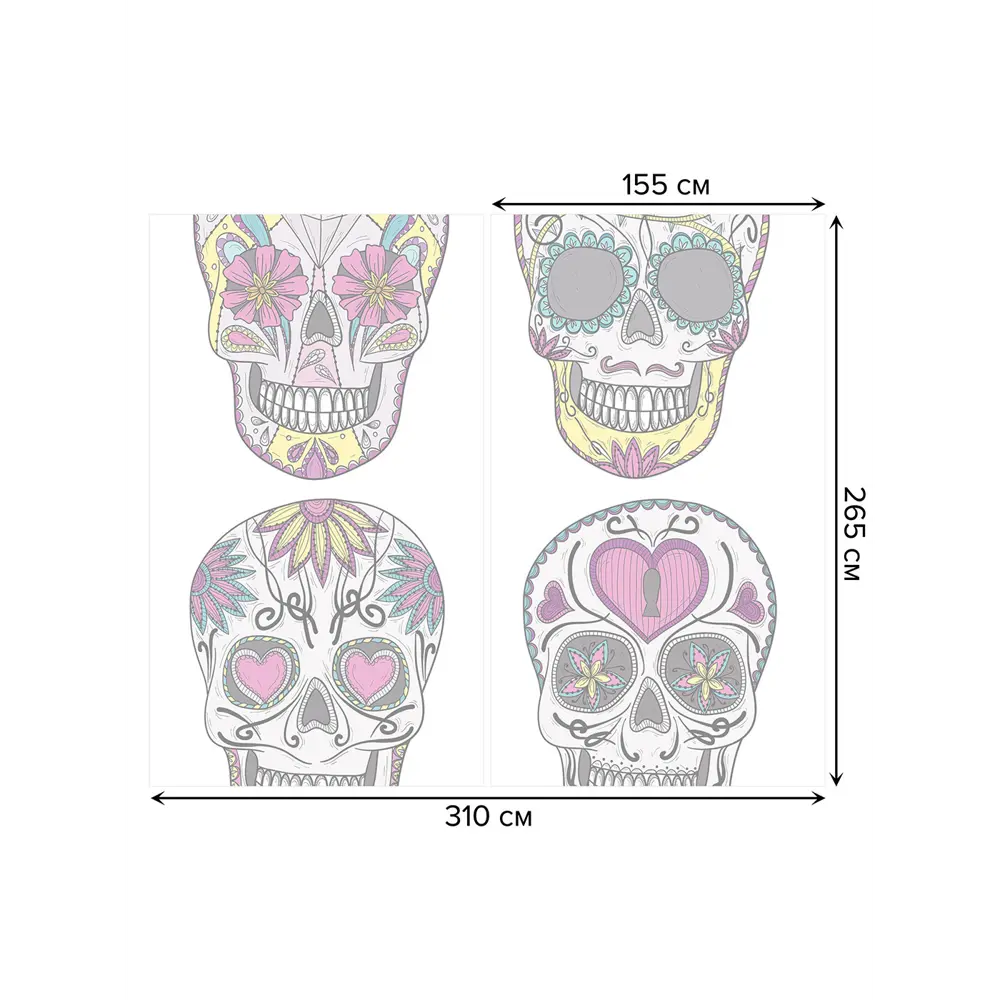Фото 3 Тюль Joyarty на шторной ленте Мексиканские сахарные черепа 310x265 см цвет серый Фото 3 Тюль Joyarty на шторной ленте Мексиканские сахарные черепа 310x265 см цвет серый