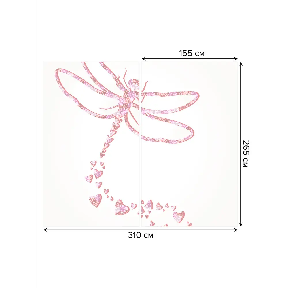 Фото 3 Тюль на шторной ленте Любовная стрекоза 310x265 см цвет розовый