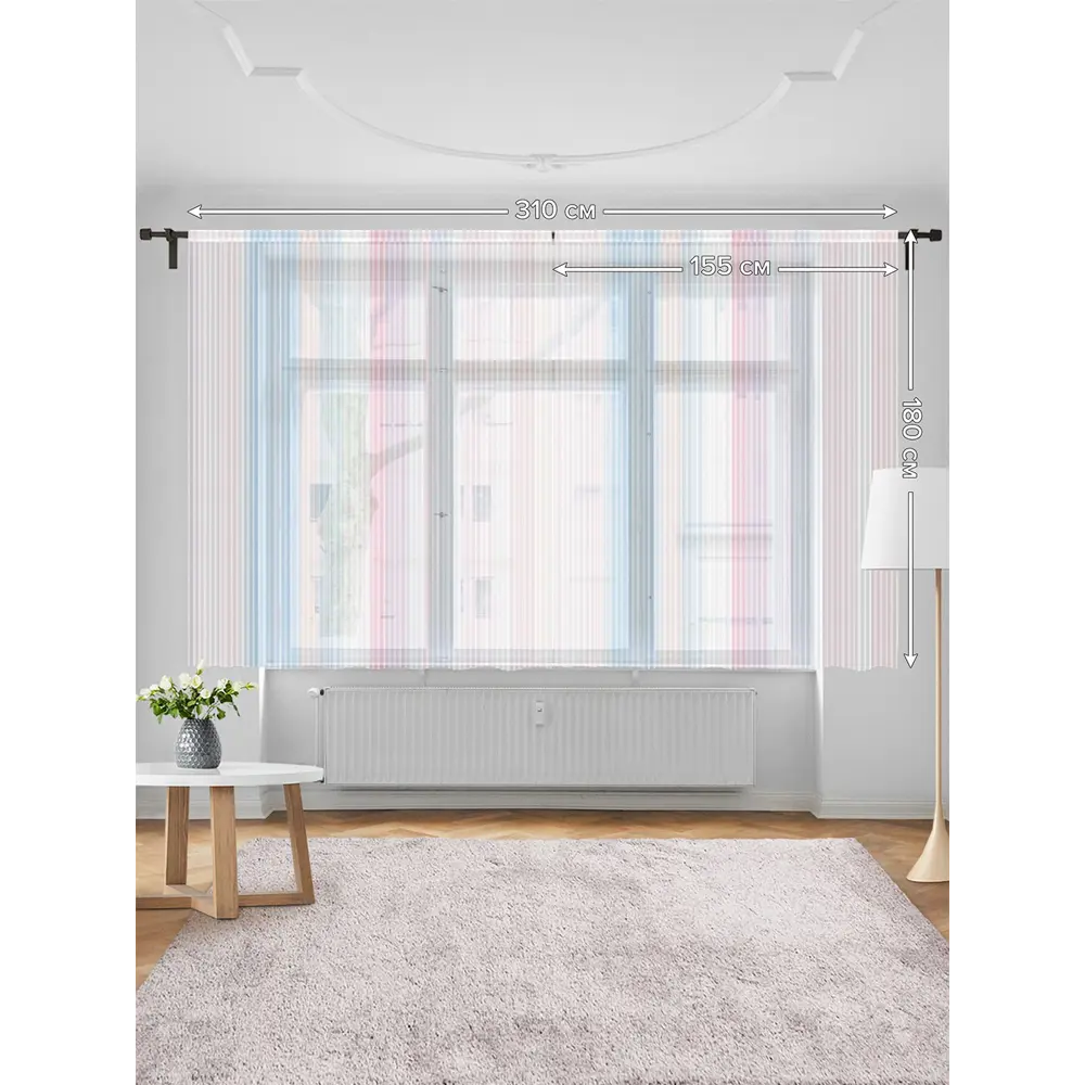 Фото 3 Тюль на шторной ленте для кухни Полосатый холод 155x180 см цвет розовый Фото 3 Тюль на шторной ленте для кухни Полосатый холод 155x180 см цвет розовый