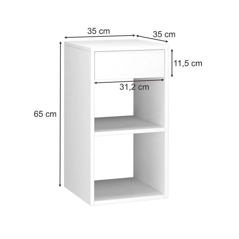 Фото 3 Тумба прикроватная Vision 35x65x35 см 1 ящик дсп цвет белый Фото 3 Тумба прикроватная Vision 35x65x35 см 1 ящик дсп цвет белый