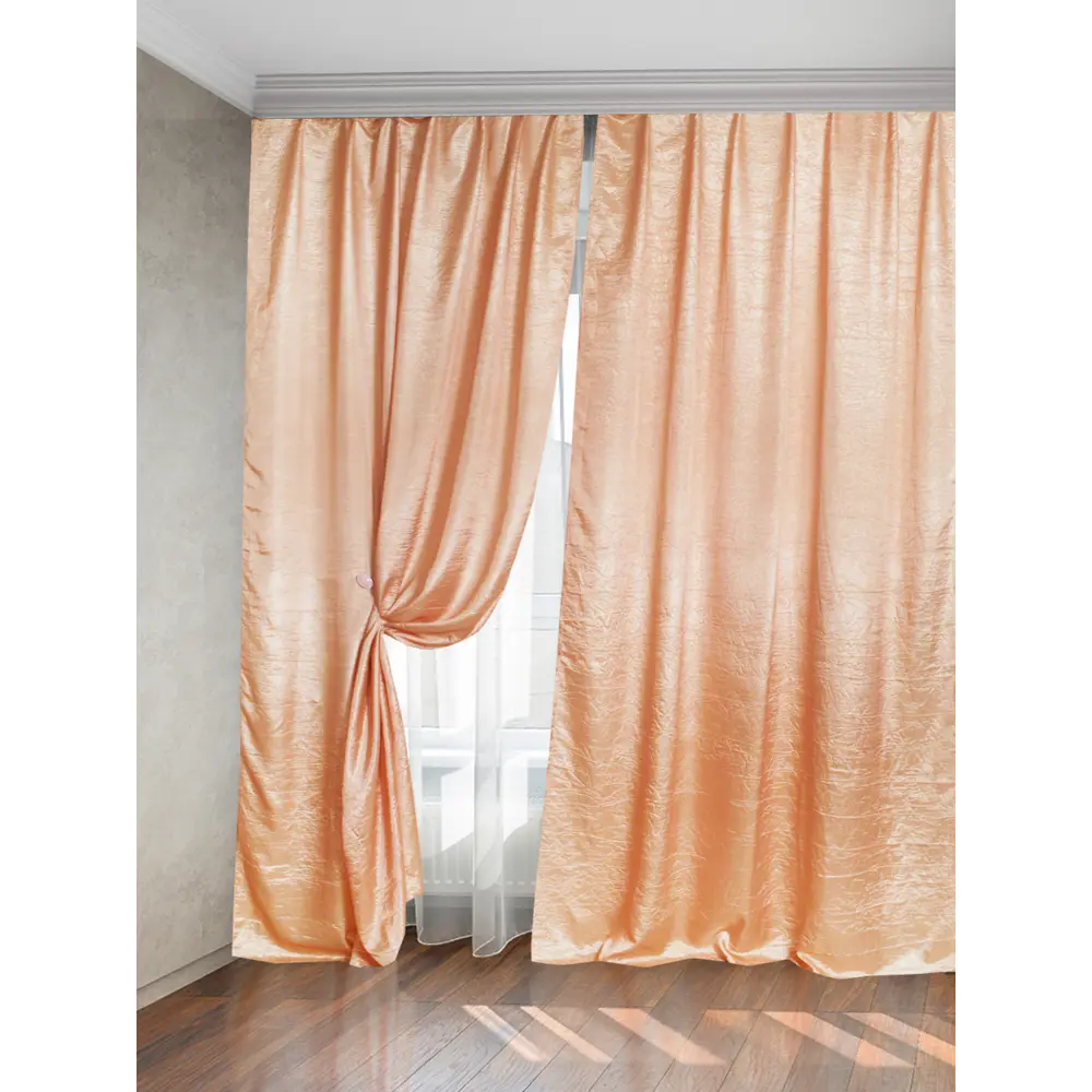 Фото 2 Комплект штор на шторной ленте Соната 270 peach 140x270 см цвет оранжевый Фото 2 Комплект штор на шторной ленте Соната 270 peach 140x270 см цвет оранжевый