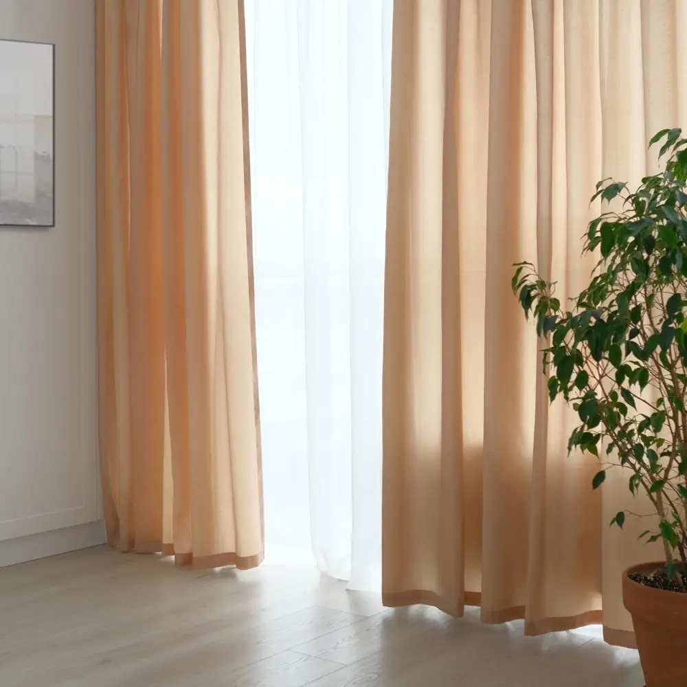 Фото Штора на шторной ленте Этель 200x250 см цвет бежевый Фото Штора на шторной ленте Этель 200x250 см цвет бежевый